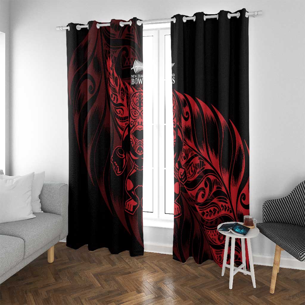 New Zealand Lawn Bowls Window Curtain Red Maori Warrior Tribal Silver Fern - Vibe Hoodie