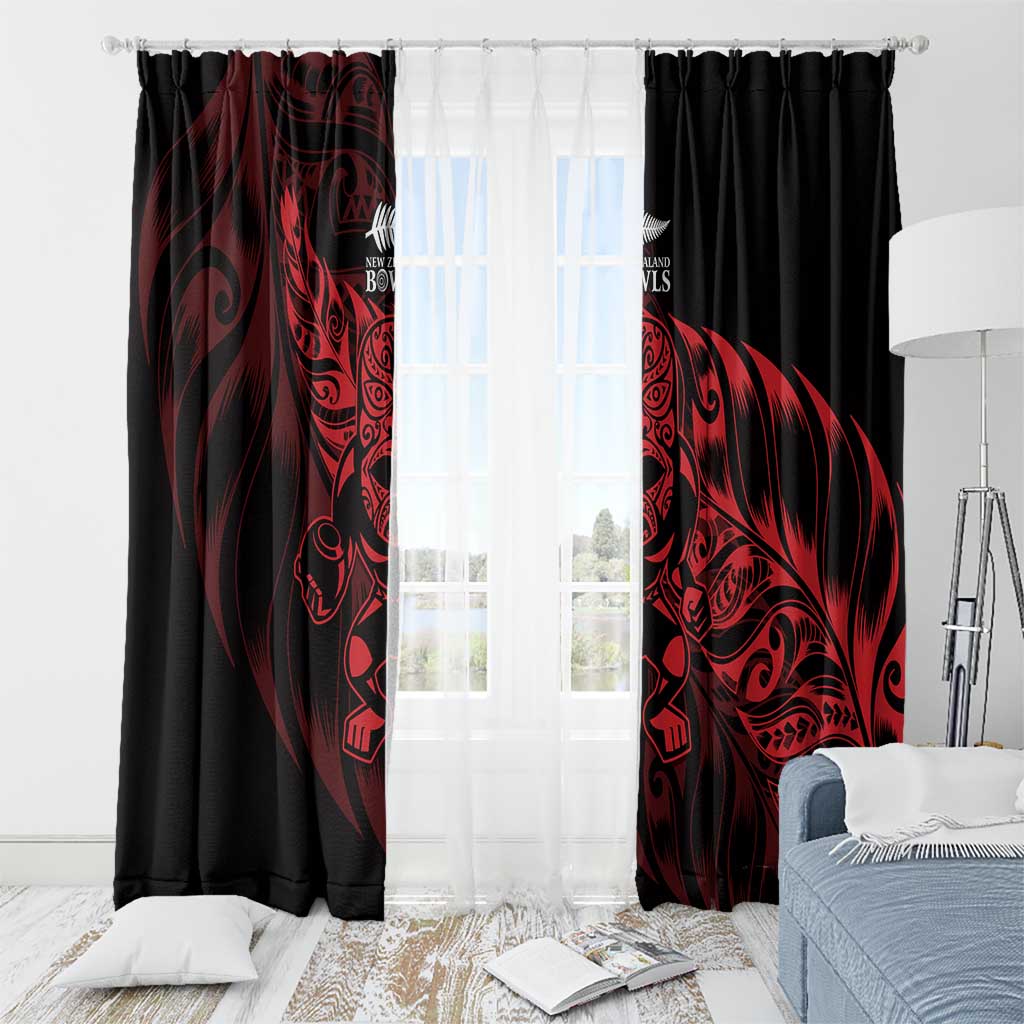 New Zealand Lawn Bowls Window Curtain Red Maori Warrior Tribal Silver Fern - Vibe Hoodie