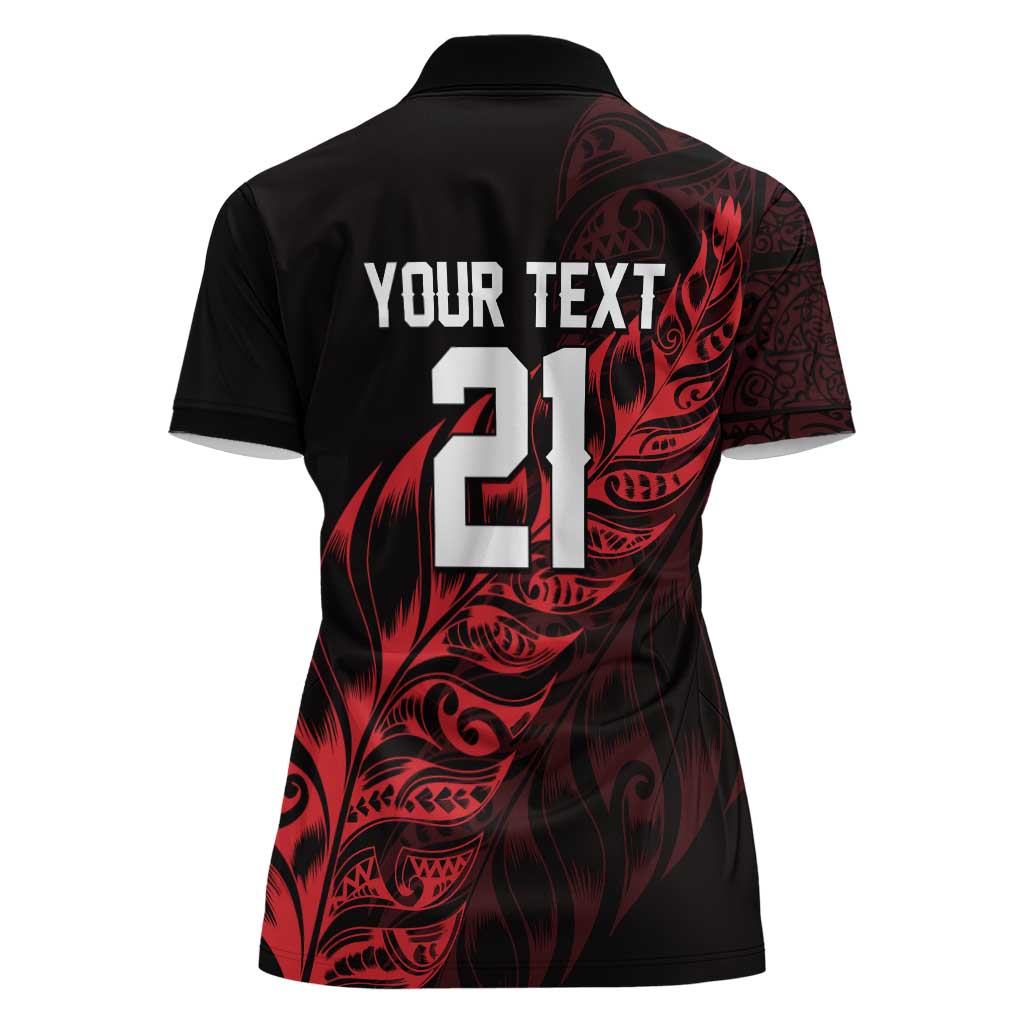 New Zealand Lawn Bowls Custom Women Polo Shirt Red Maori Warrior Tribal Silver Fern - Vibe Hoodie