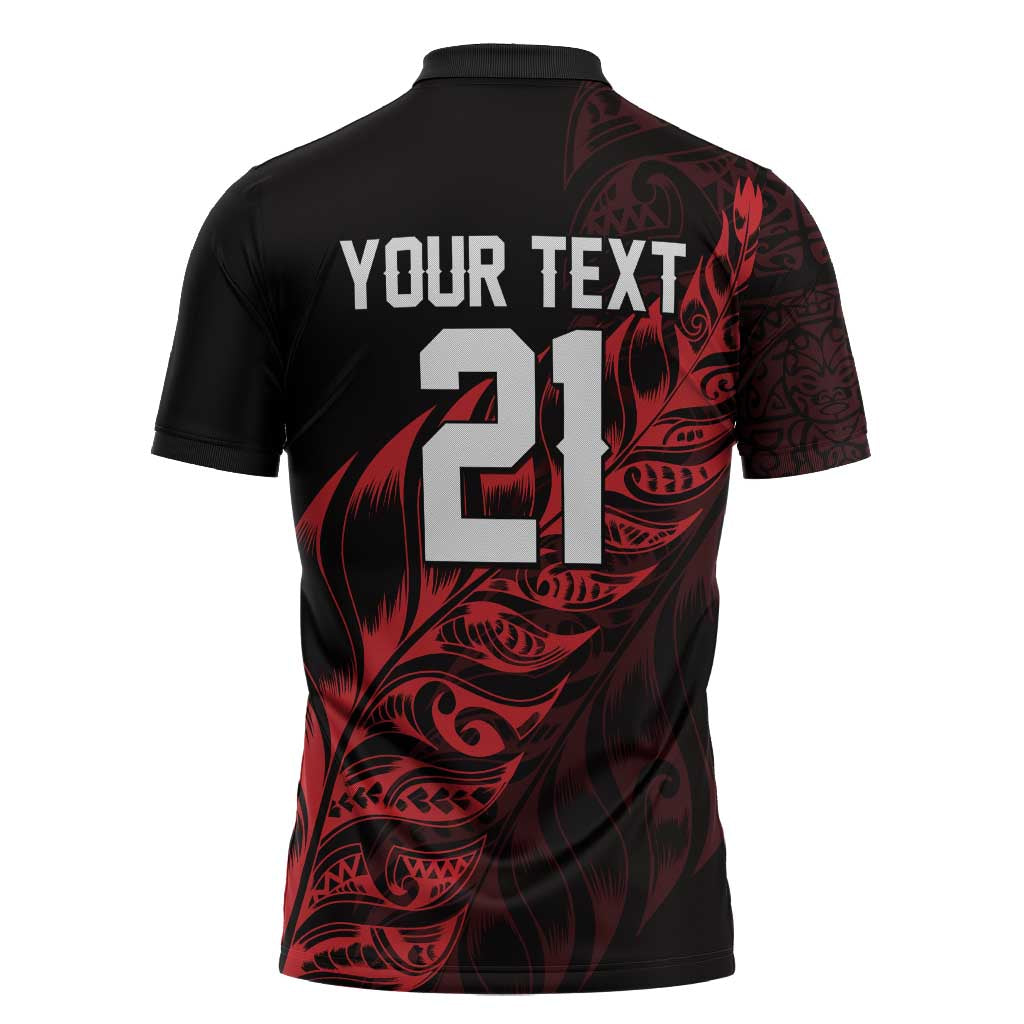 New Zealand Lawn Bowls Custom Zipper Polo Shirt Red Maori Warrior Tribal Silver Fern - Vibe Hoodie