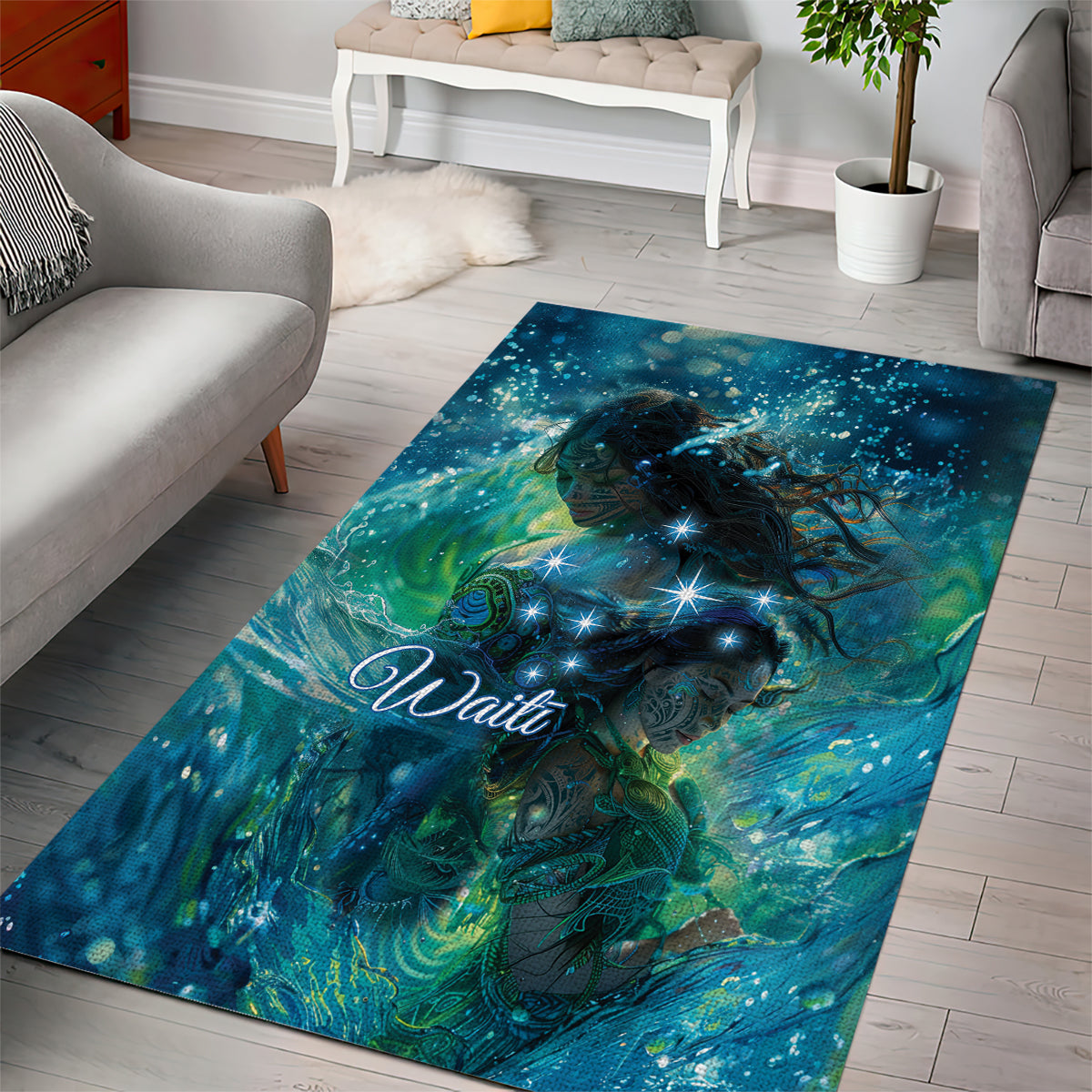 New Zealand Matariki Waiti Area Rug The Beginnings Of Life - Vibe Hoodie Shop