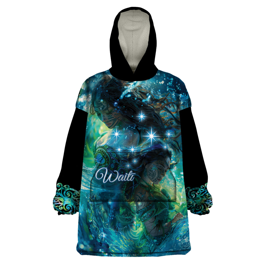 New Zealand Matariki Waiti Wearable Blanket Hoodie The Beginnings Of Life - Vibe Hoodie Shop