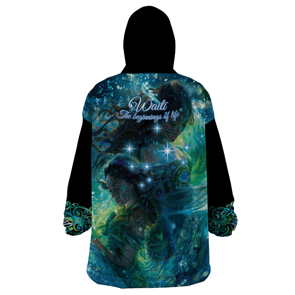 New Zealand Matariki Waiti Wearable Blanket Hoodie The Beginnings Of Life - Vibe Hoodie Shop