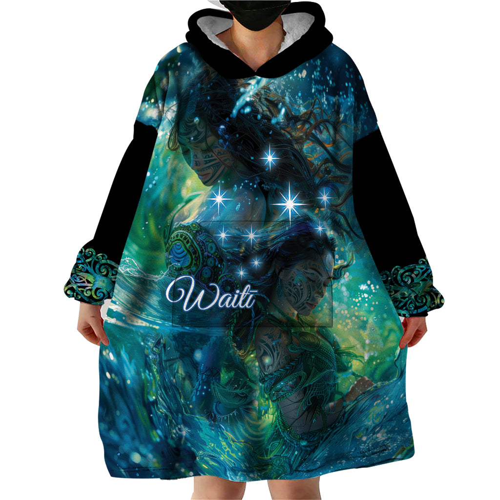 New Zealand Matariki Waiti Wearable Blanket Hoodie The Beginnings Of Life - Vibe Hoodie Shop