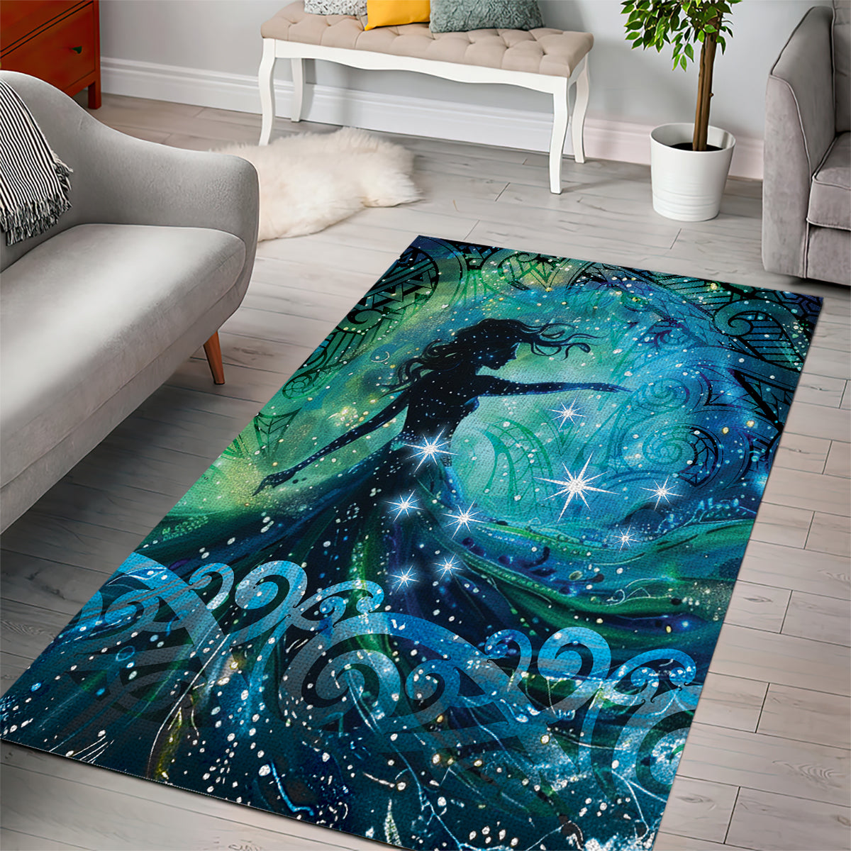 New Zealand Matariki Hiwa-i-te-rangi Area Rug Titiro ki nga Whetu Wishing Star - Vibe Hoodie Shop