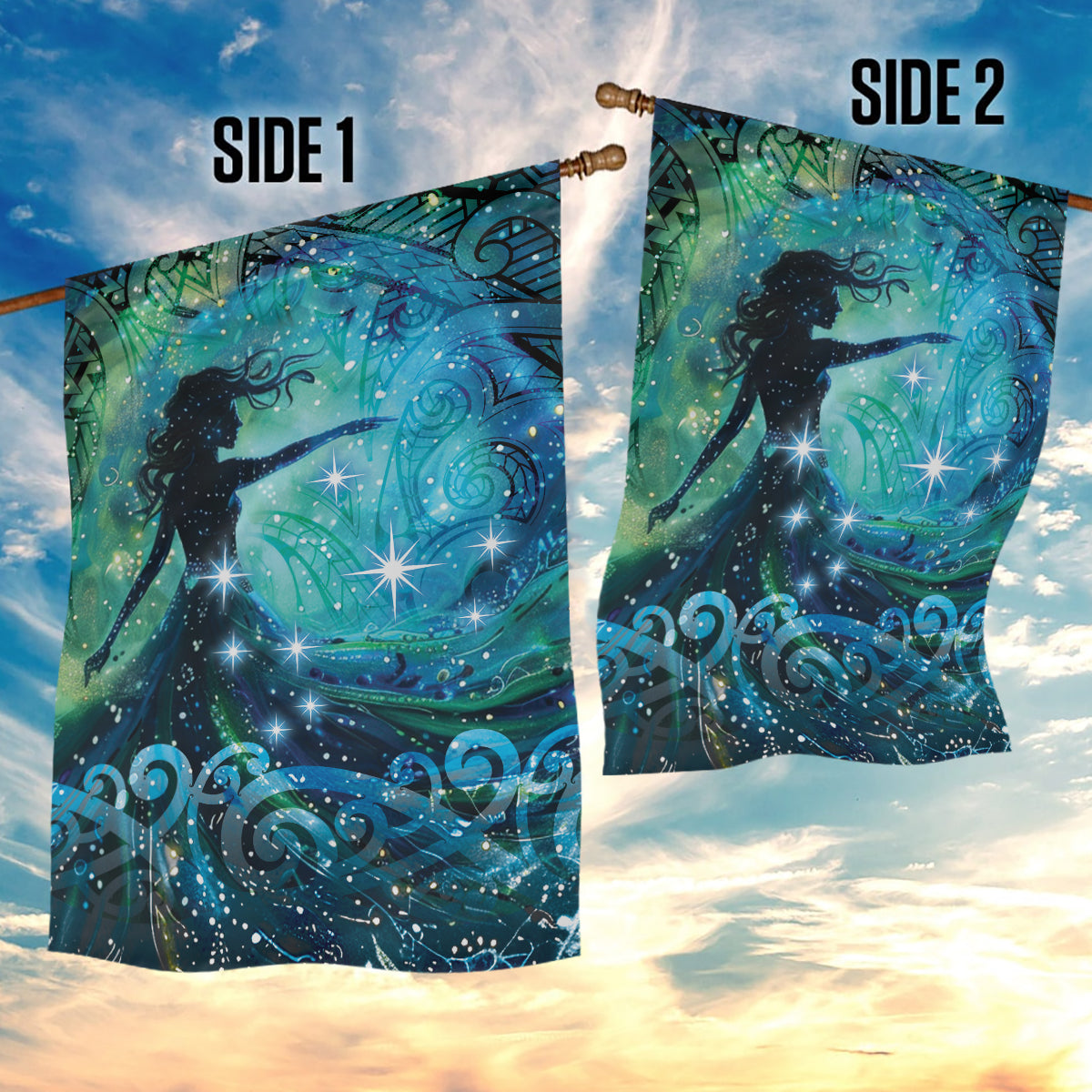 New Zealand Matariki Hiwa-i-te-rangi Garden Flag Titiro ki nga Whetu Wishing Star - Vibe Hoodie Shop