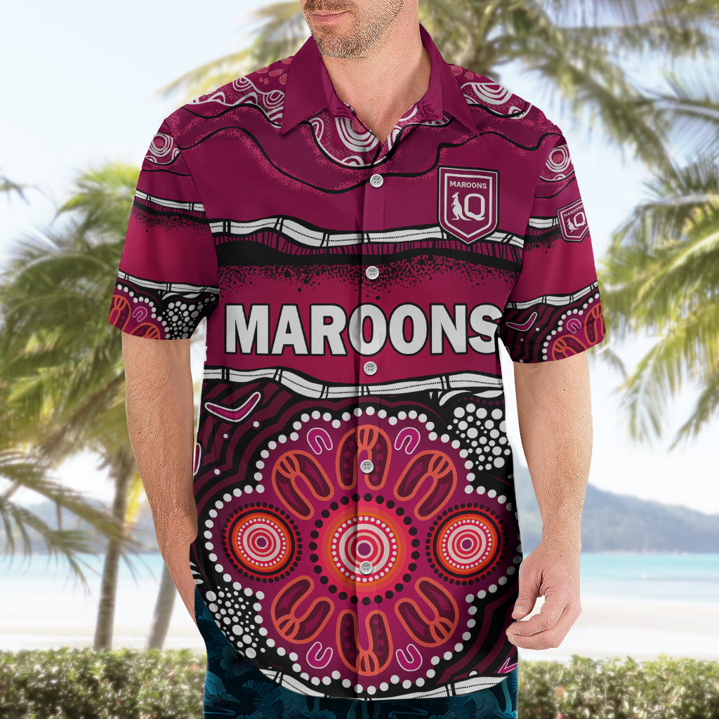 Maroons Rugby Hawaiian Shirt Aboriginal Queensland State of Origin - Vibe Hoodie Shop