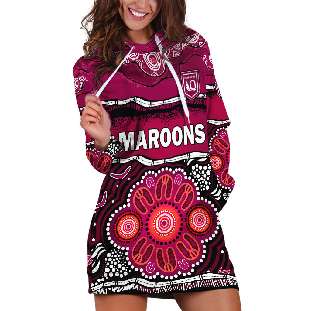 Maroons Rugby Hoodie Dress Aboriginal Queensland State of Origin - Vibe Hoodie Shop