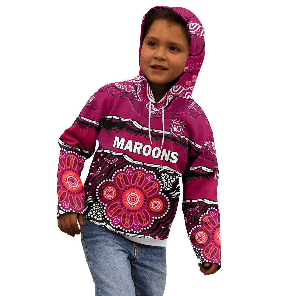 Maroons Rugby Kid Hoodie Aboriginal Queensland State of Origin - Vibe Hoodie Shop