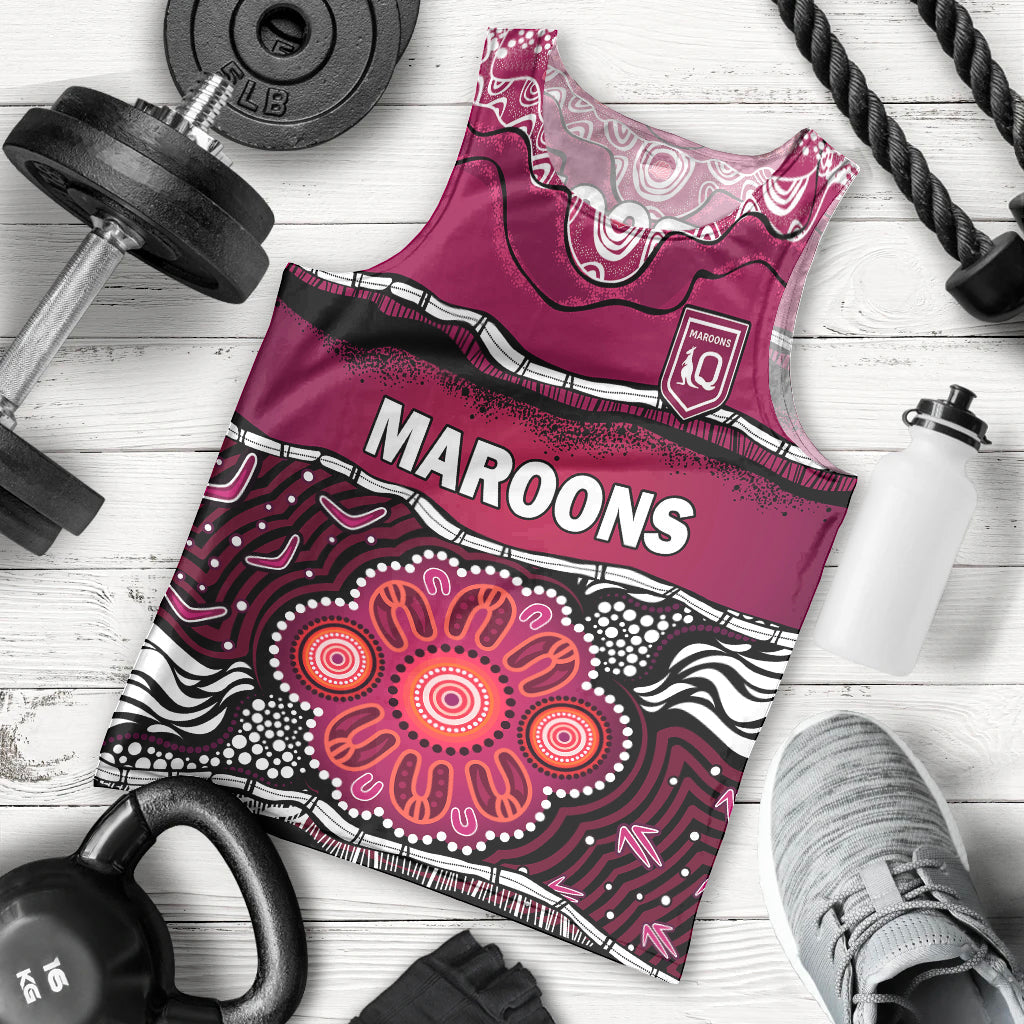 Maroons Rugby Men Tank Top Aboriginal Queensland State of Origin - Vibe Hoodie Shop