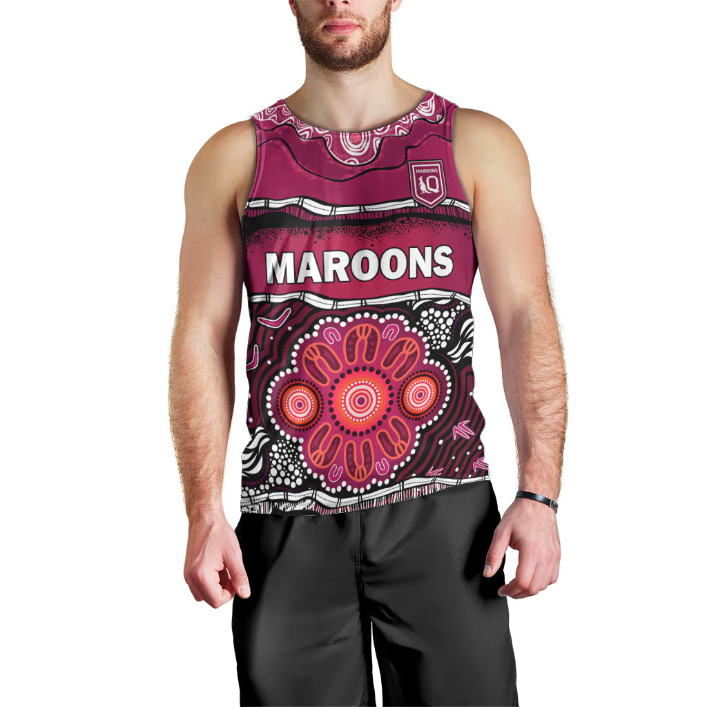 Maroons Rugby Men Tank Top Aboriginal Queensland State of Origin - Vibe Hoodie Shop