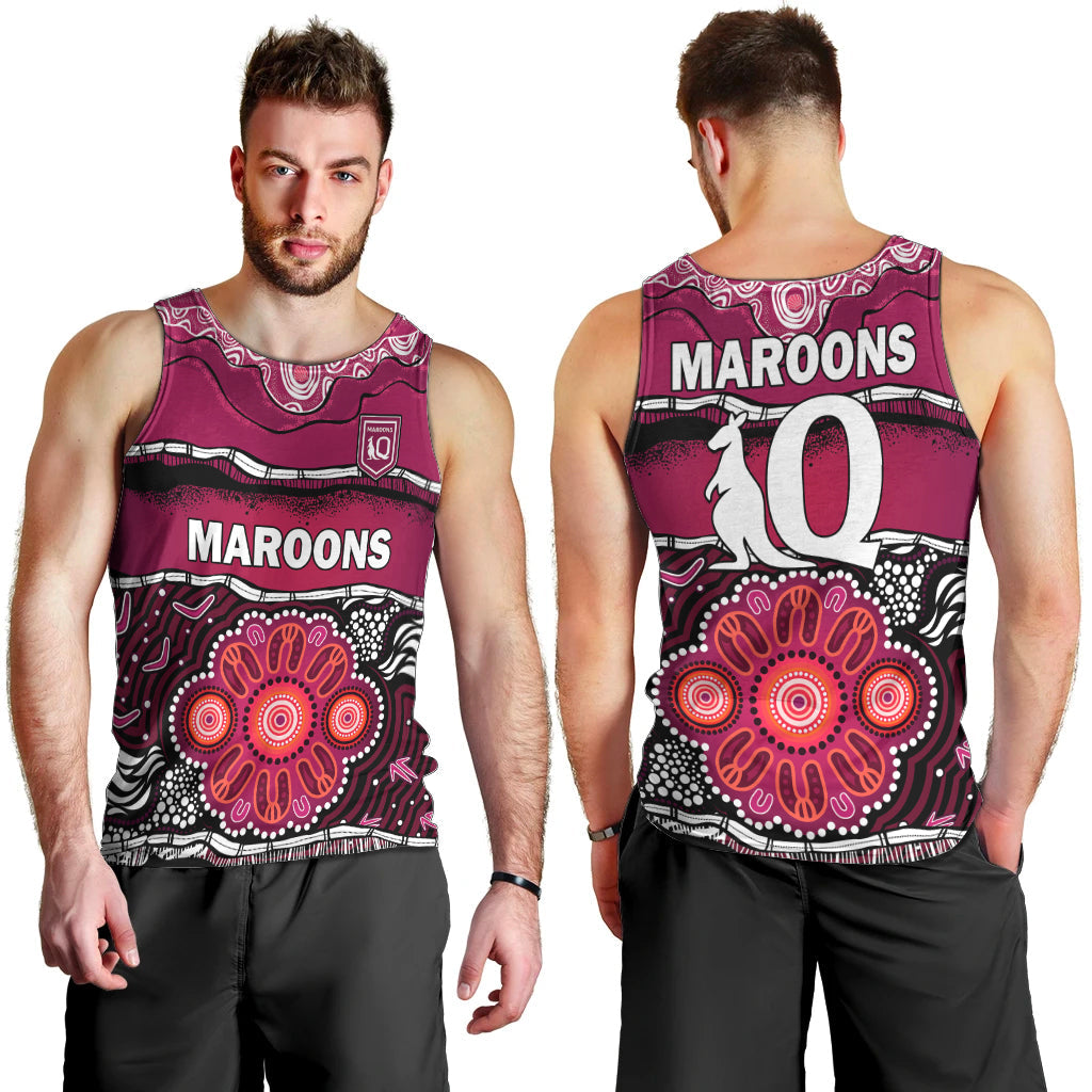 Maroons Rugby Men Tank Top Aboriginal Queensland State of Origin - Vibe Hoodie Shop