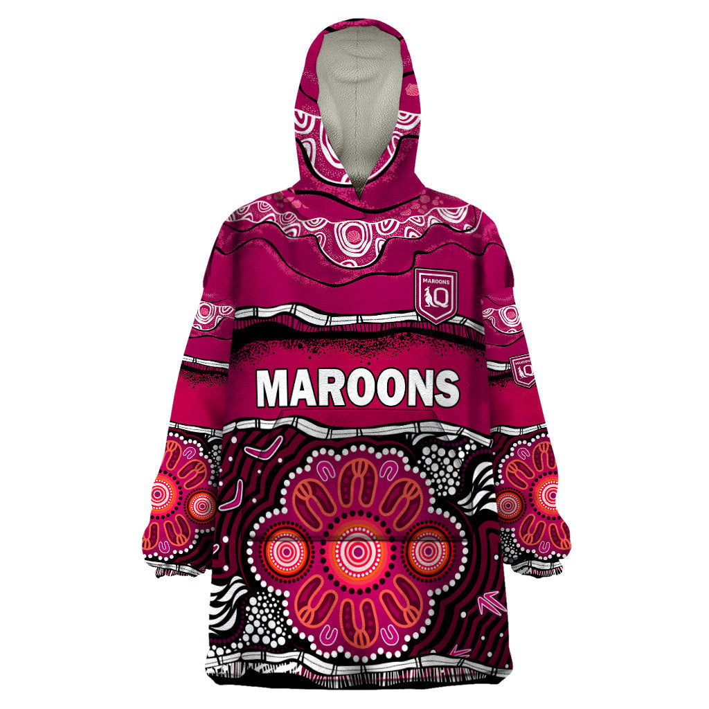 Maroons Rugby Wearable Blanket Hoodie Aboriginal Queensland State of Origin - Vibe Hoodie Shop