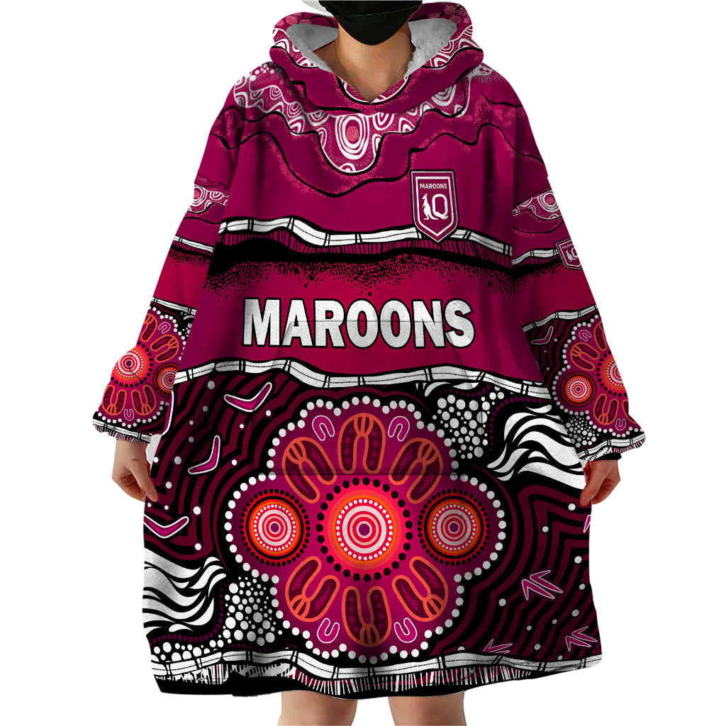 Maroons Rugby Wearable Blanket Hoodie Aboriginal Queensland State of Origin - Vibe Hoodie Shop