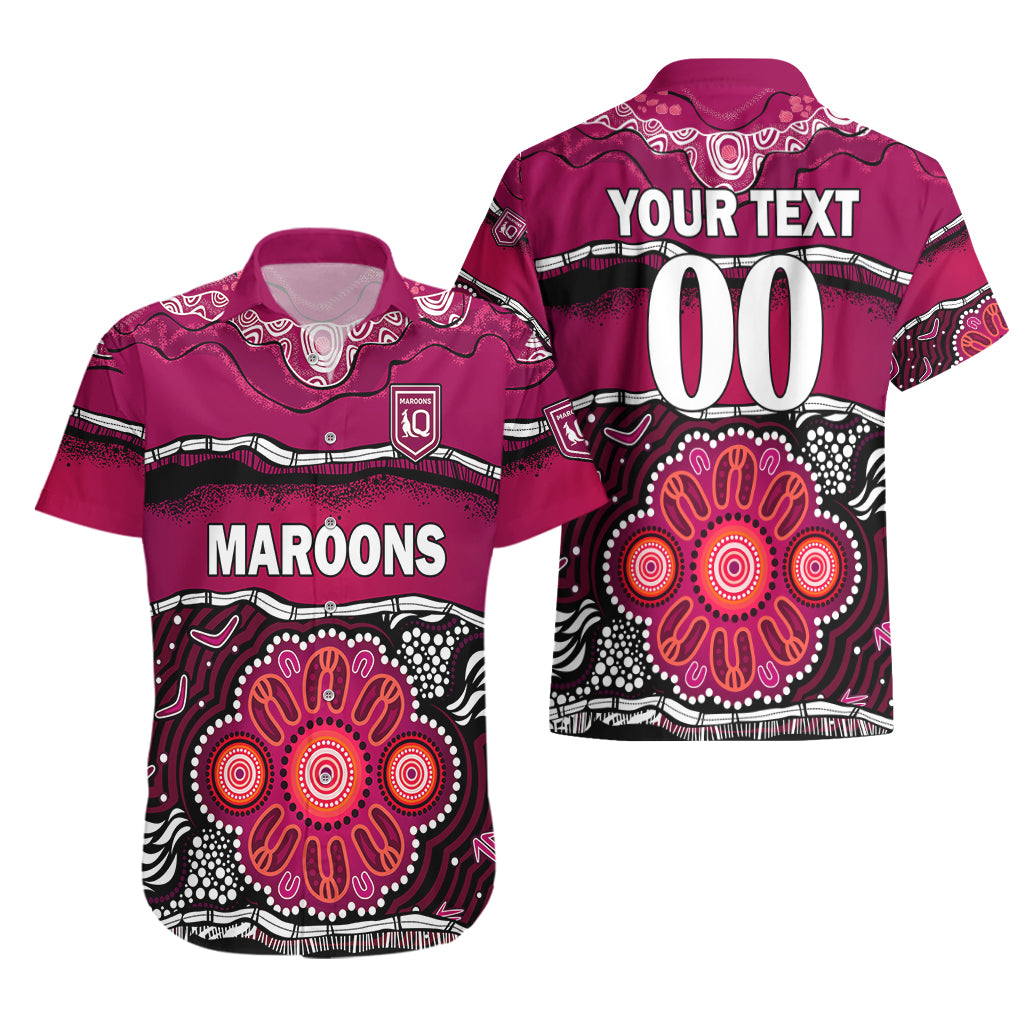 (Custom Text And Number) Maroons Rugby Hawaiian Shirt Aboriginal Queensland State of Origin - Vibe Hoodie Shop