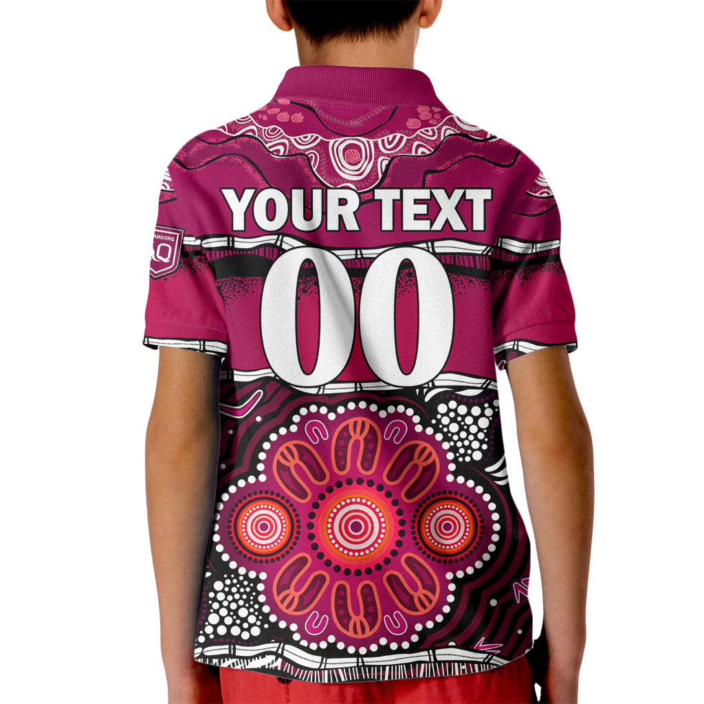 (Custom Text And Number) Maroons Rugby Kid Polo Shirt Aboriginal Queensland State of Origin - Vibe Hoodie Shop