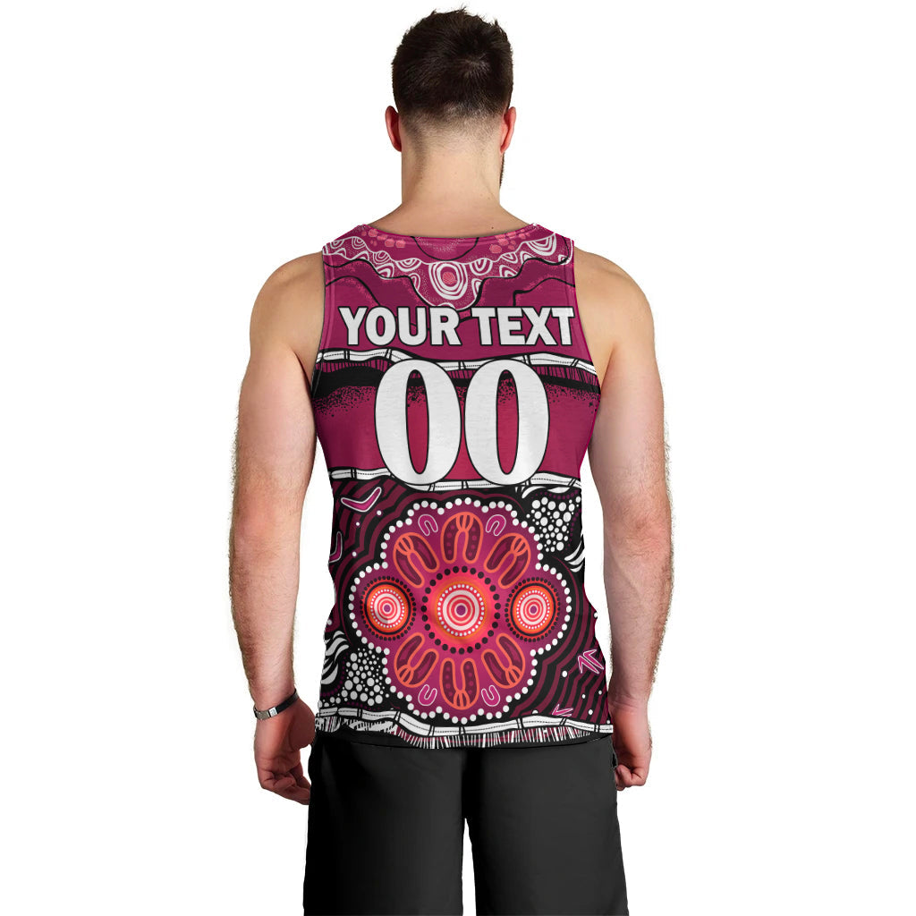 (Custom Text And Number) Maroons Rugby Men Tank Top Aboriginal Queensland State of Origin - Vibe Hoodie Shop