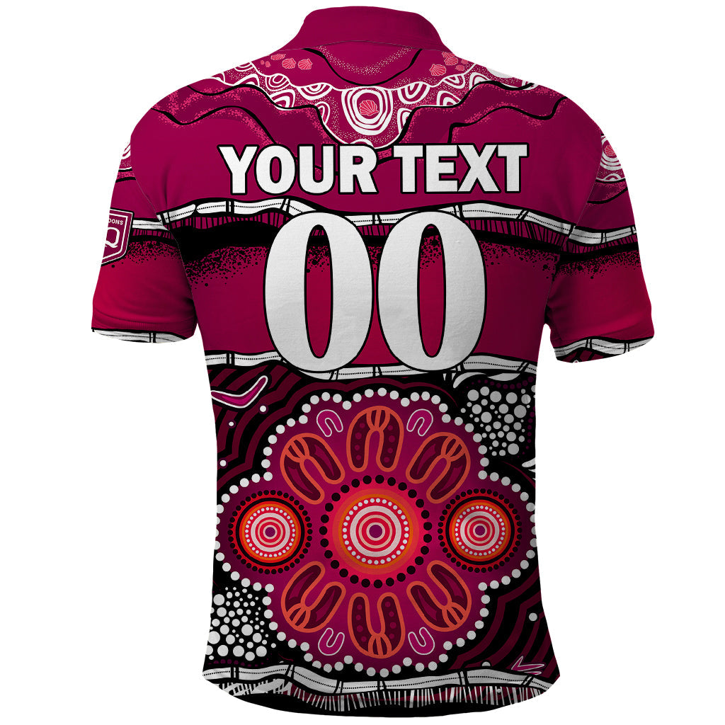 (Custom Text And Number) Maroons Rugby Polo Shirt Aboriginal Queensland State of Origin LT9 - Vibe Hoodie Shop