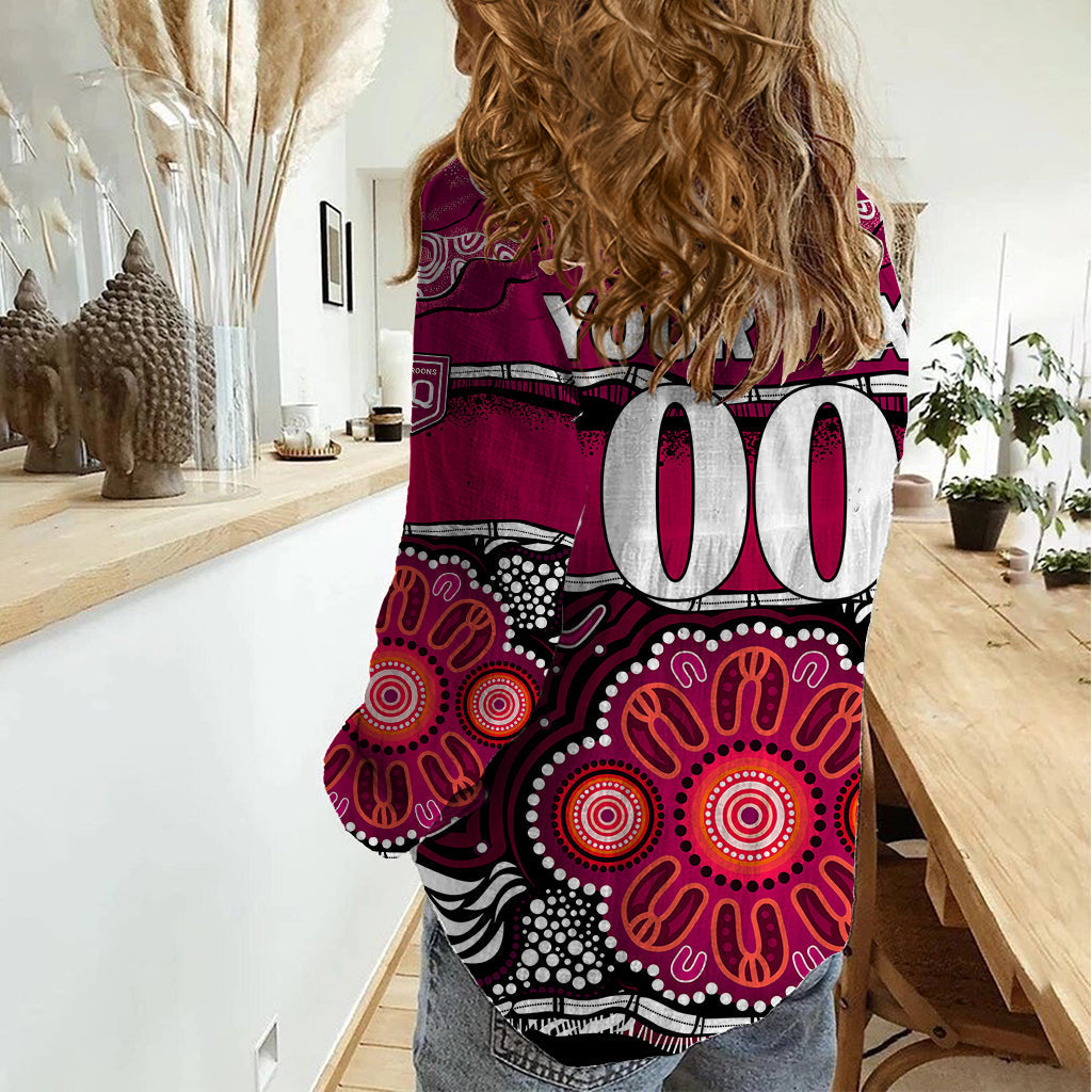 (Custom Text And Number) Maroons Rugby Women Casual Shirt Aboriginal Queensland State of Origin - Vibe Hoodie Shop