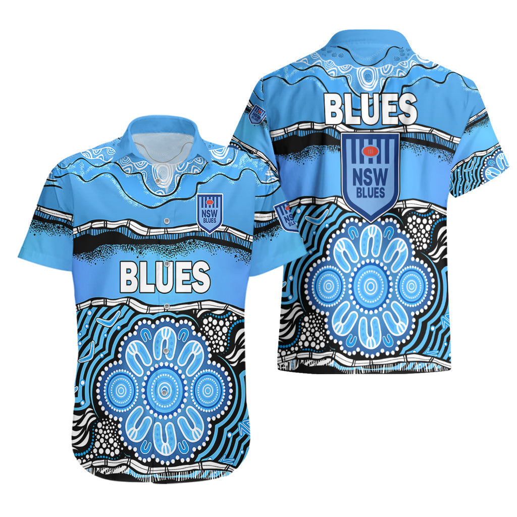 Blues Rugby Aboriginal Hawaiian Shirt New South Wales State of Origin - Vibe Hoodie Shop