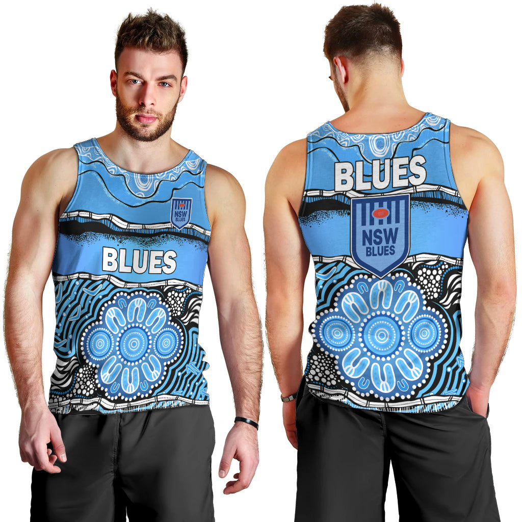 Blues Rugby Aboriginal Men Tank Top New South Wales State of Origin - Vibe Hoodie Shop