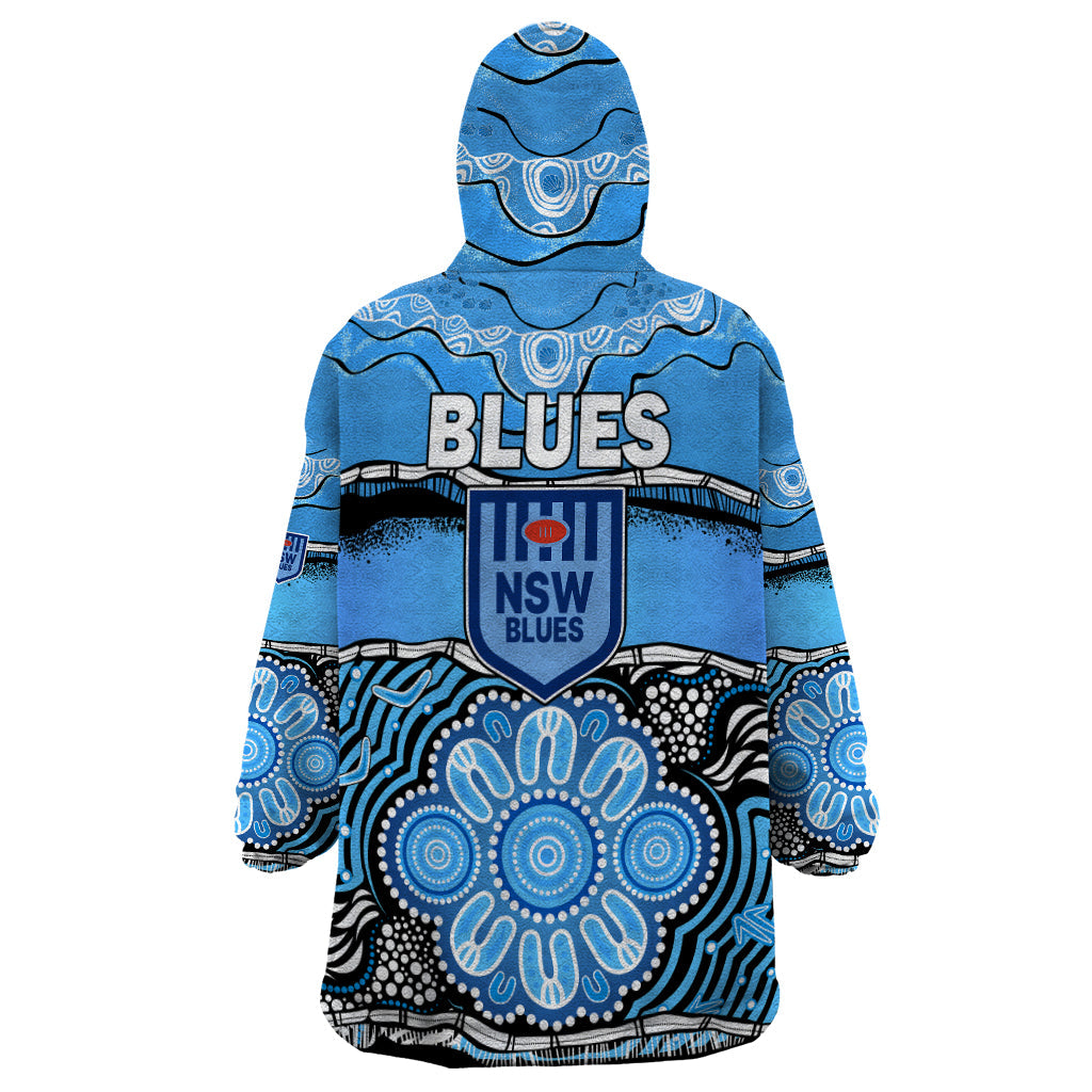 Blues Rugby Aboriginal Wearable Blanket Hoodie New South Wales State of Origin - Vibe Hoodie Shop