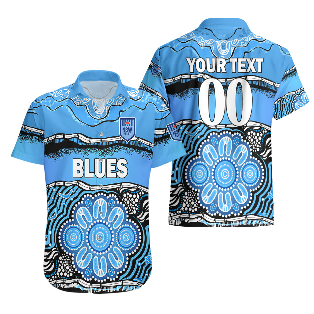 (Custom Text And Number) Blues Rugby Aboriginal Hawaiian Shirt New South Wales State of Origin - Vibe Hoodie Shop