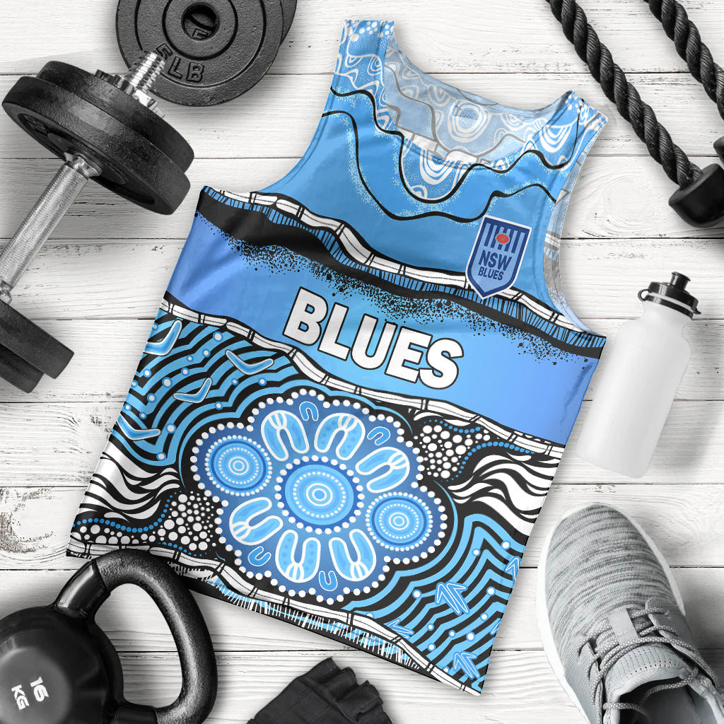 (Custom Text And Number) Blues Rugby Aboriginal Men Tank Top New South Wales State of Origin - Vibe Hoodie Shop