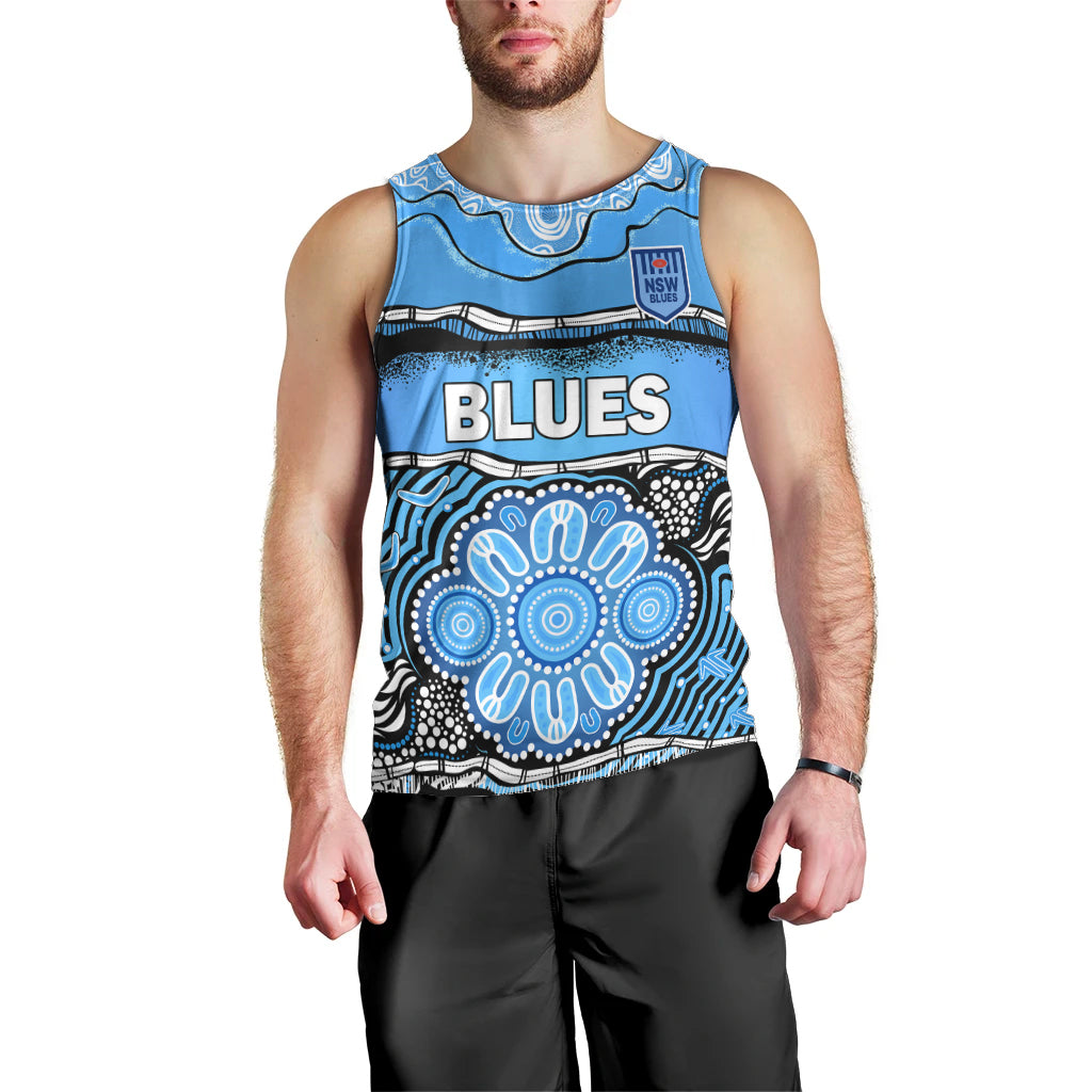 (Custom Text And Number) Blues Rugby Aboriginal Men Tank Top New South Wales State of Origin - Vibe Hoodie Shop