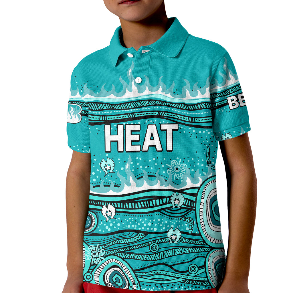 (Custom Text And Number) Australia Heat Cricket Kid Polo Shirt Indigenous 2023 - Vibe Hoodie Shop