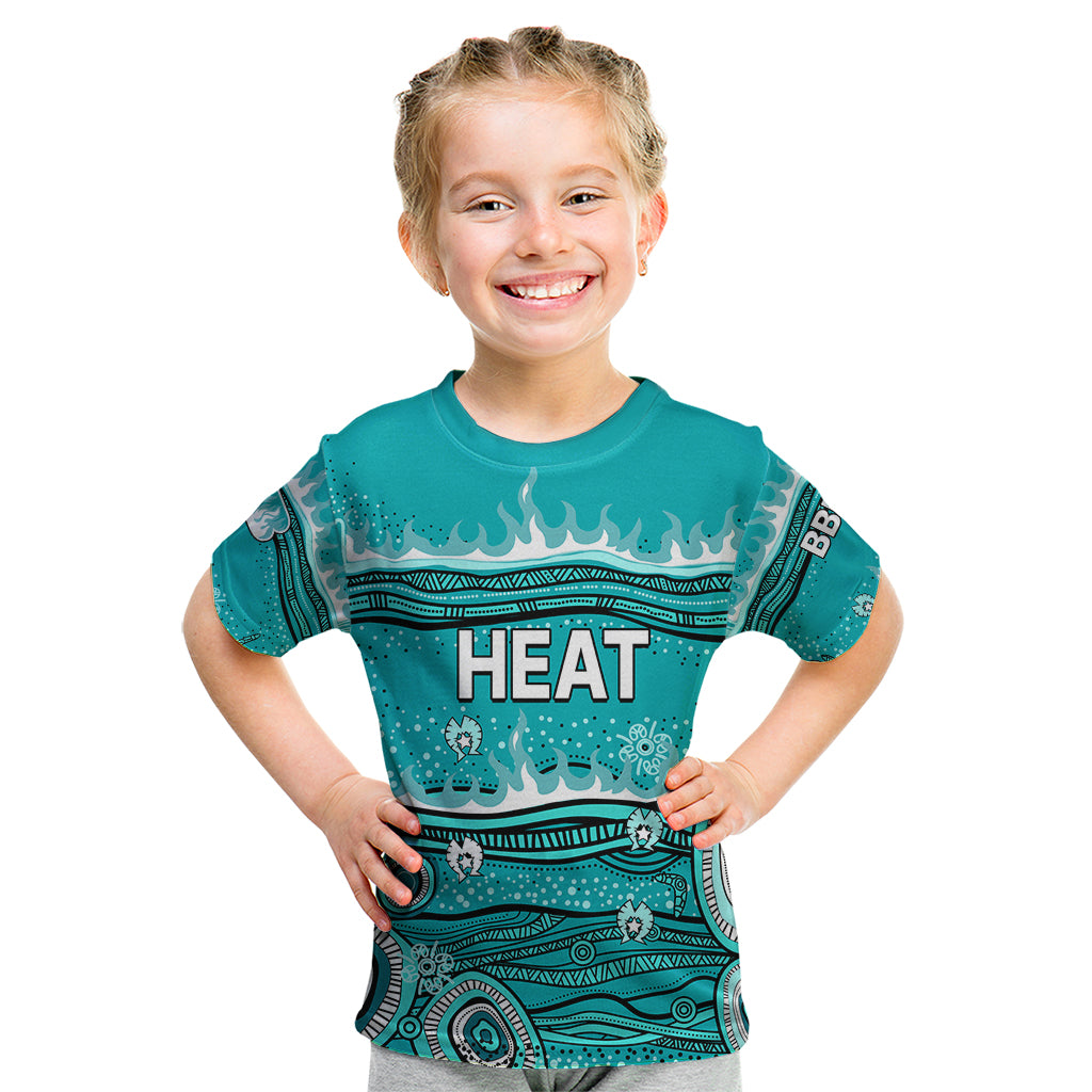 (Custom Text And Number) Australia Heat Cricket Kid T Shirt Indigenous 2023 - Vibe Hoodie Shop