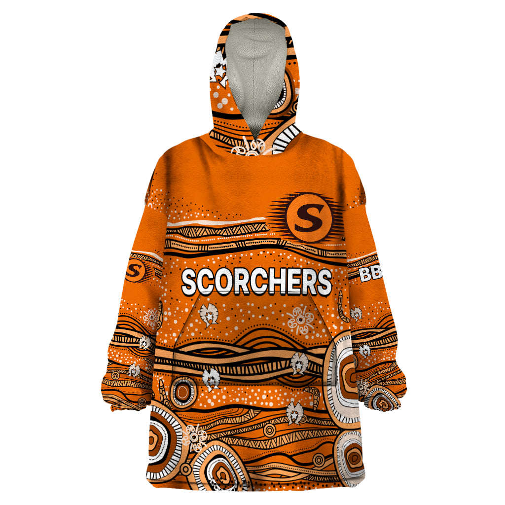 Australia Scorchers Cricket Wearable Blanket Hoodie Indigenous 2023 - Vibe Hoodie Shop