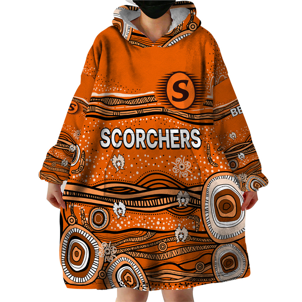 Australia Scorchers Cricket Wearable Blanket Hoodie Indigenous 2023 - Vibe Hoodie Shop