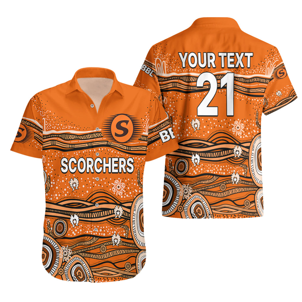 (Custom Text And Number) Australia Scorchers Cricket Hawaiian Shirt Indigenous 2023 - Vibe Hoodie Shop