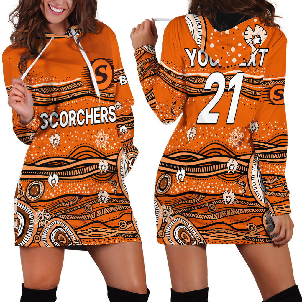 (Custom Text And Number) Australia Scorchers Cricket Hoodie Dress Indigenous 2023 - Vibe Hoodie Shop