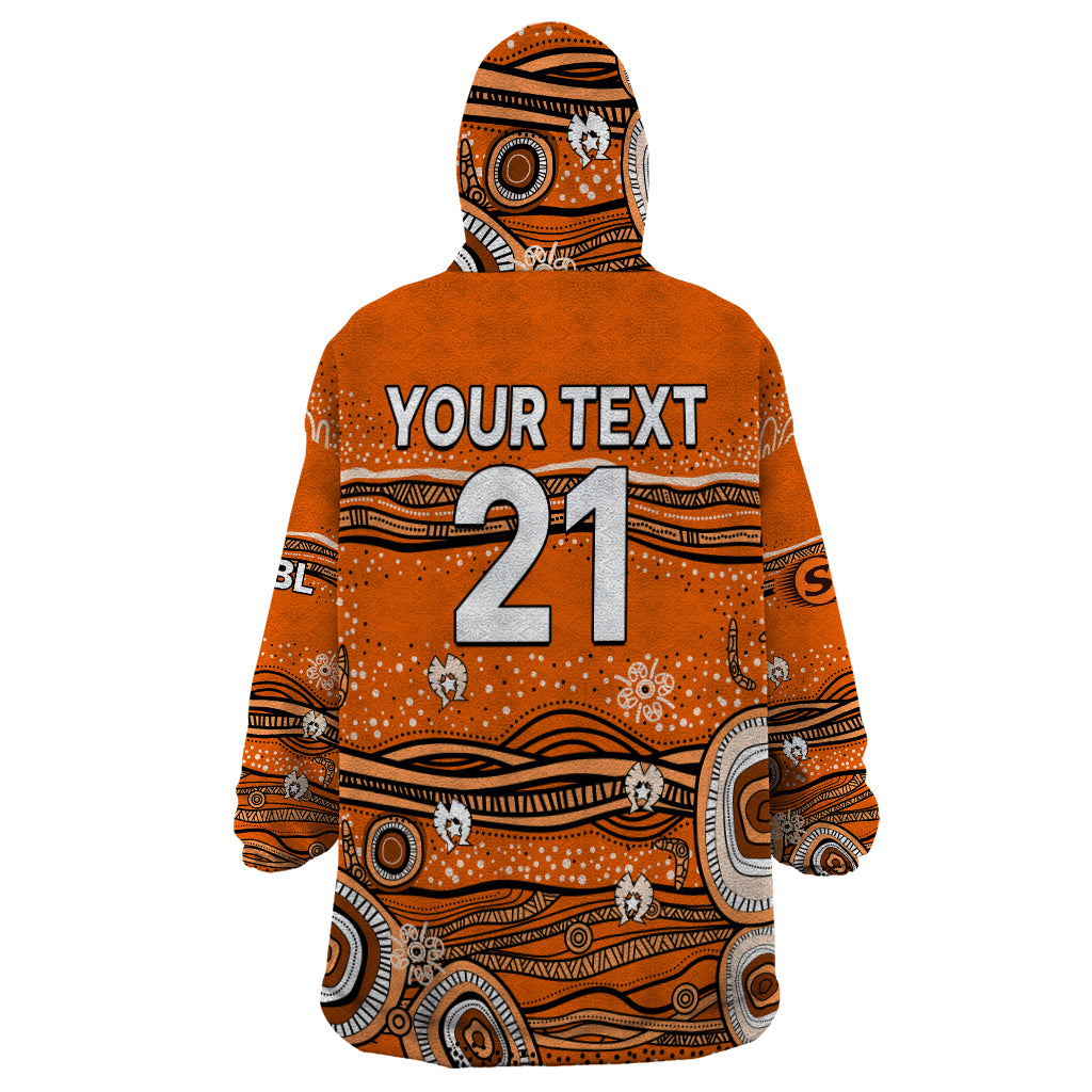 (Custom Text And Number) Australia Scorchers Cricket Wearable Blanket Hoodie Indigenous 2023 - Vibe Hoodie Shop