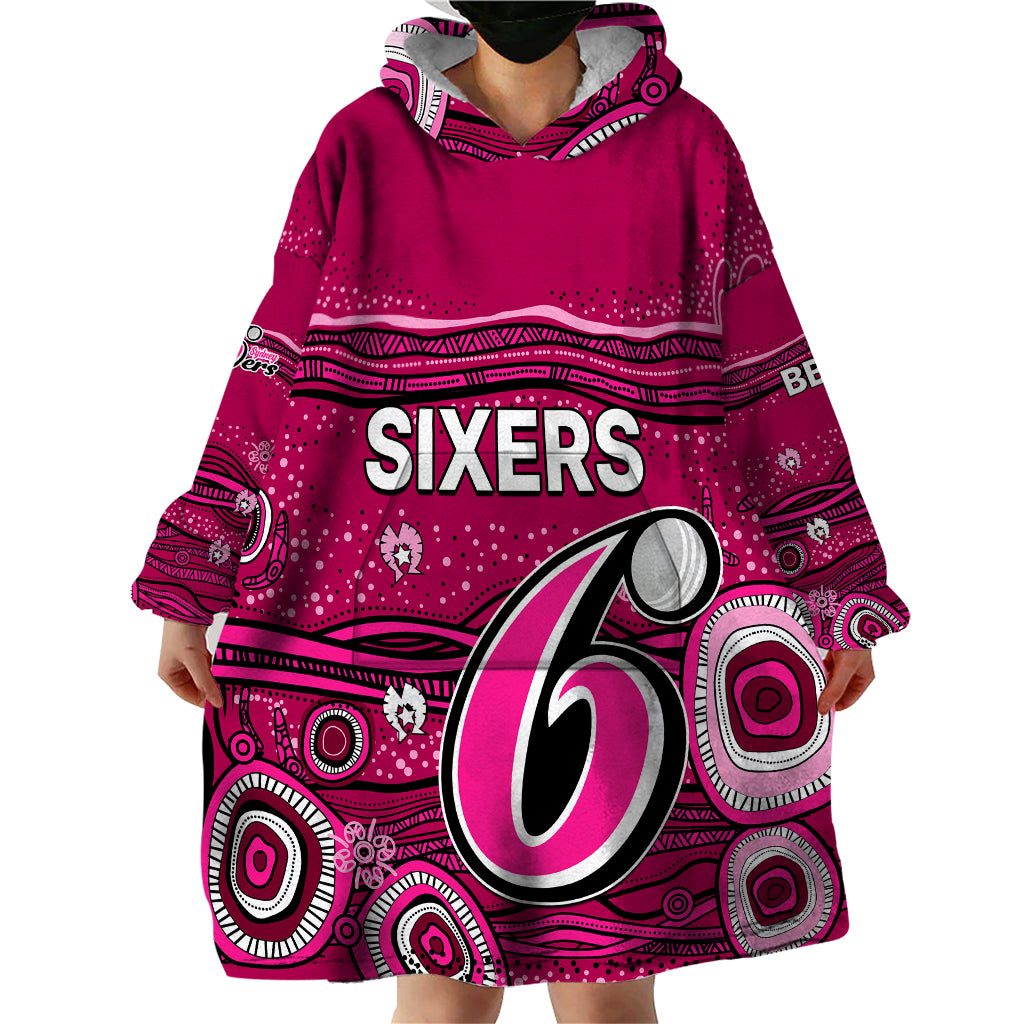 Australia Sixers Cricket Wearable Blanket Hoodie Indigenous 2023 - Vibe Hoodie Shop