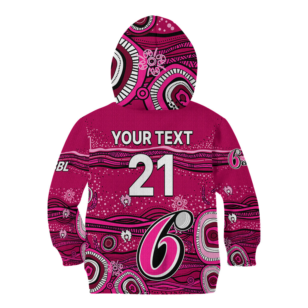 (Custom Text And Number) Australia Sixers Cricket Kid Hoodie Indigenous 2023 - Vibe Hoodie Shop