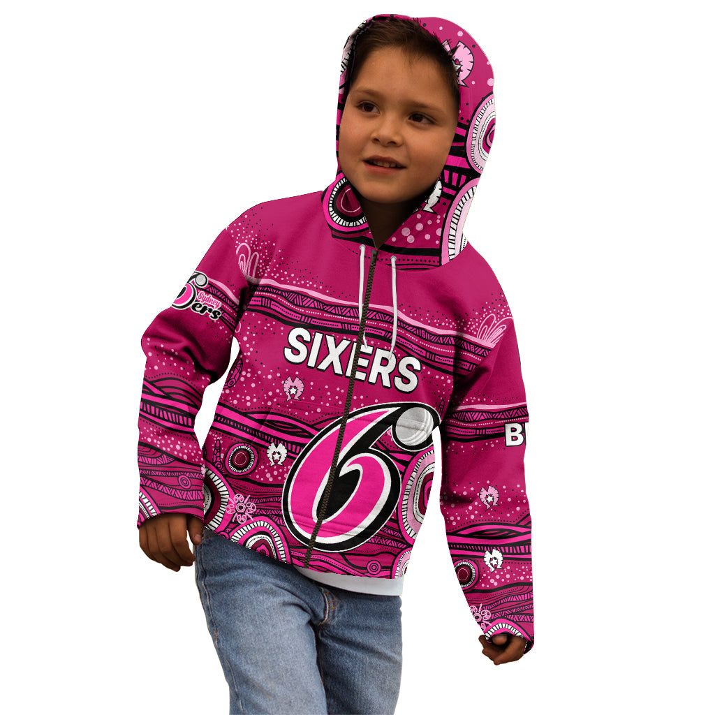 (Custom Text And Number) Australia Sixers Cricket Kid Hoodie Indigenous 2023 - Vibe Hoodie Shop