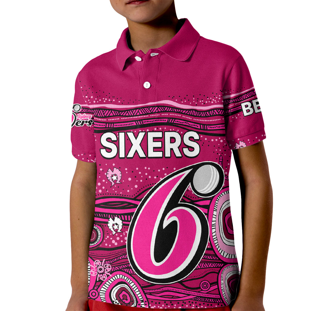 (Custom Text And Number) Australia Sixers Cricket Kid Polo Shirt Indigenous 2023 - Vibe Hoodie Shop