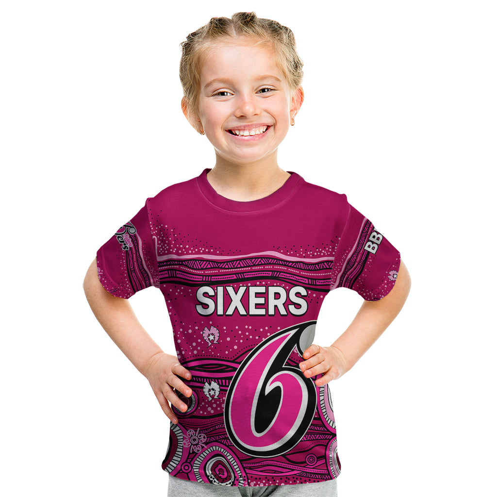 (Custom Text And Number) Australia Sixers Cricket Kid T Shirt Indigenous 2023 - Vibe Hoodie Shop