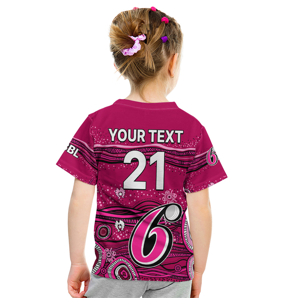 (Custom Text And Number) Australia Sixers Cricket Kid T Shirt Indigenous 2023 - Vibe Hoodie Shop