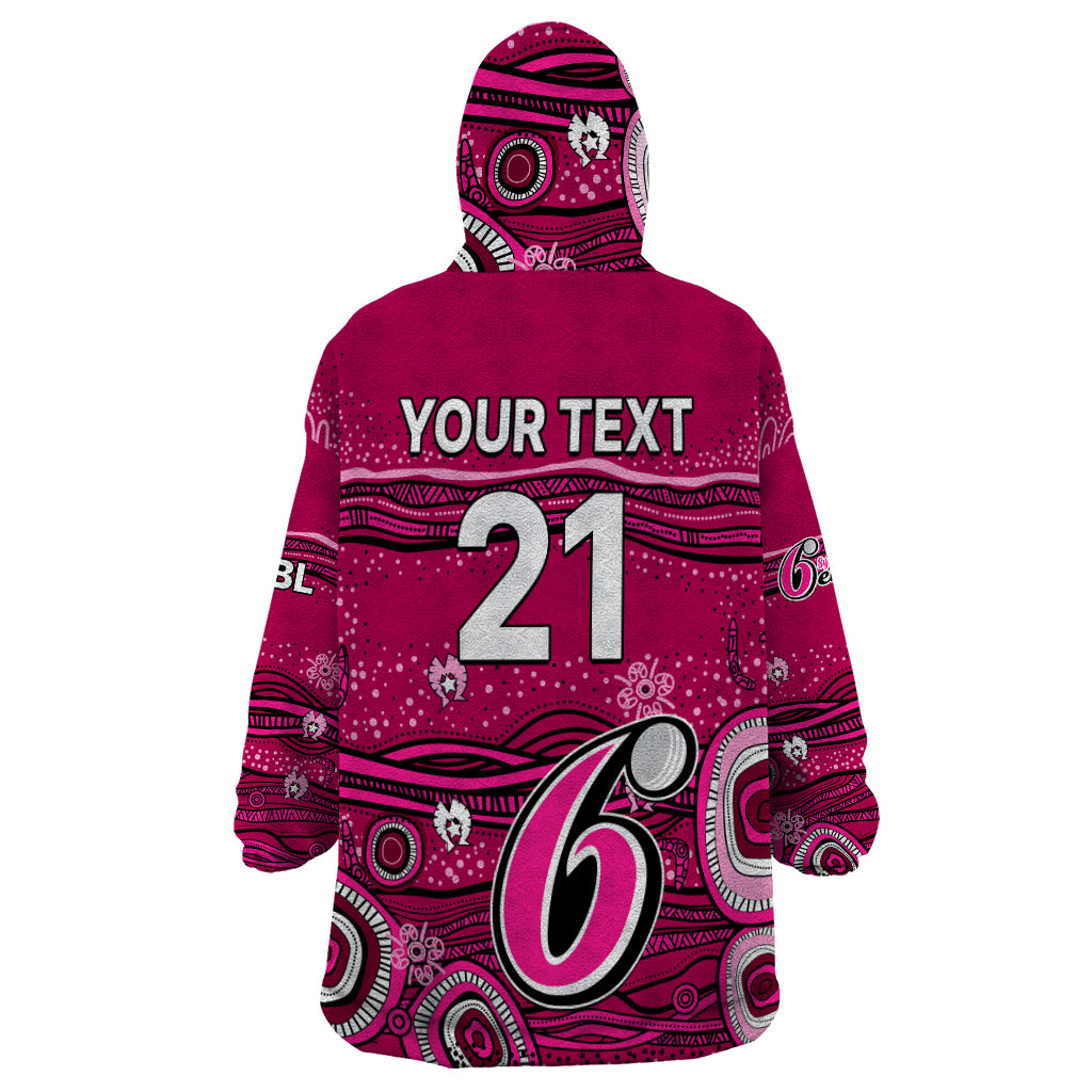 (Custom Text And Number) Australia Sixers Cricket Wearable Blanket Hoodie Indigenous 2023 - Vibe Hoodie Shop