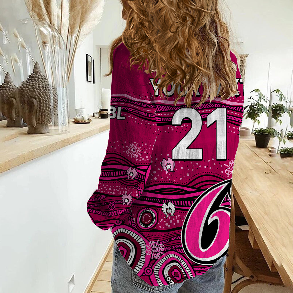 (Custom Text And Number) Australia Sixers Cricket Women Casual Shirt Indigenous 2023 - Vibe Hoodie Shop