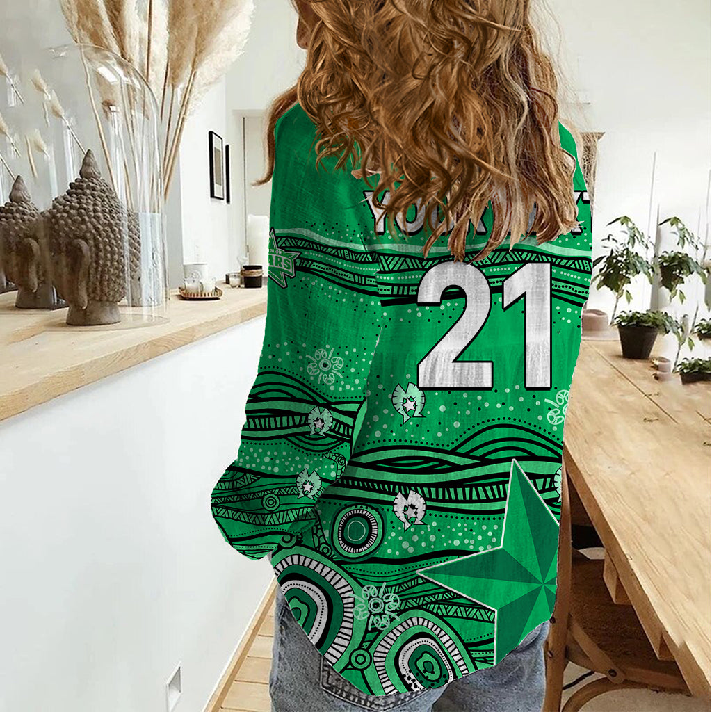 (Custom Text And Number) Australia Stars Cricket Women Casual Shirt Indigenous 2023 - Vibe Hoodie Shop