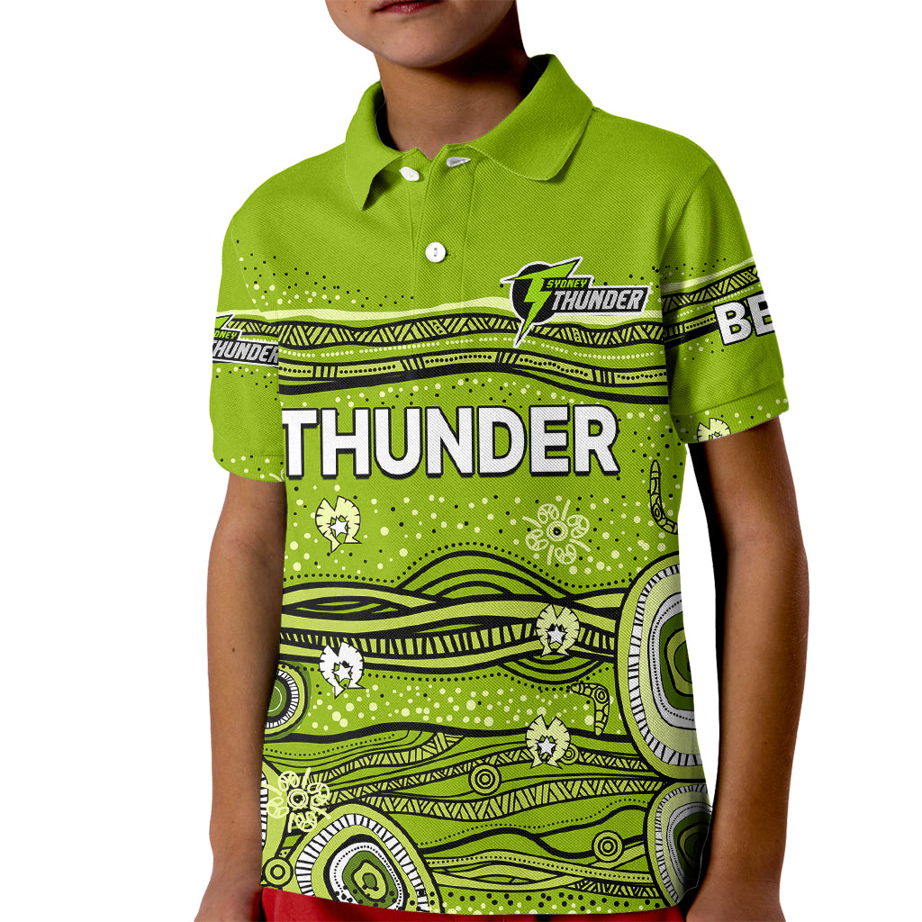 (Custom Text And Number) Australia Thunder Cricket Kid Polo Shirt Indigenous 2023 - Vibe Hoodie Shop