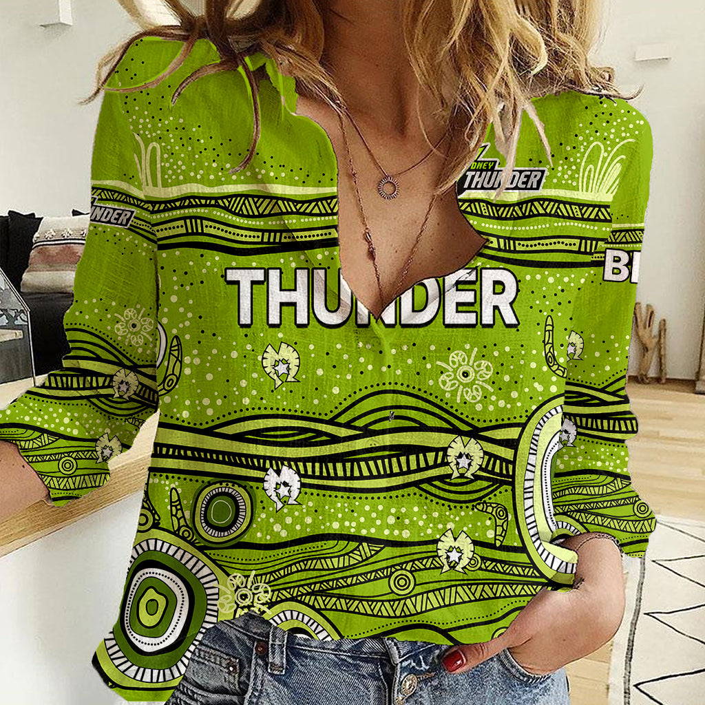 (Custom Text And Number) Australia Thunder Cricket Women Casual Shirt Indigenous 2023 - Vibe Hoodie Shop