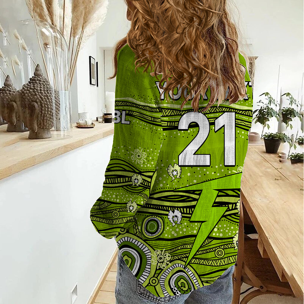(Custom Text And Number) Australia Thunder Cricket Women Casual Shirt Indigenous 2023 - Vibe Hoodie Shop