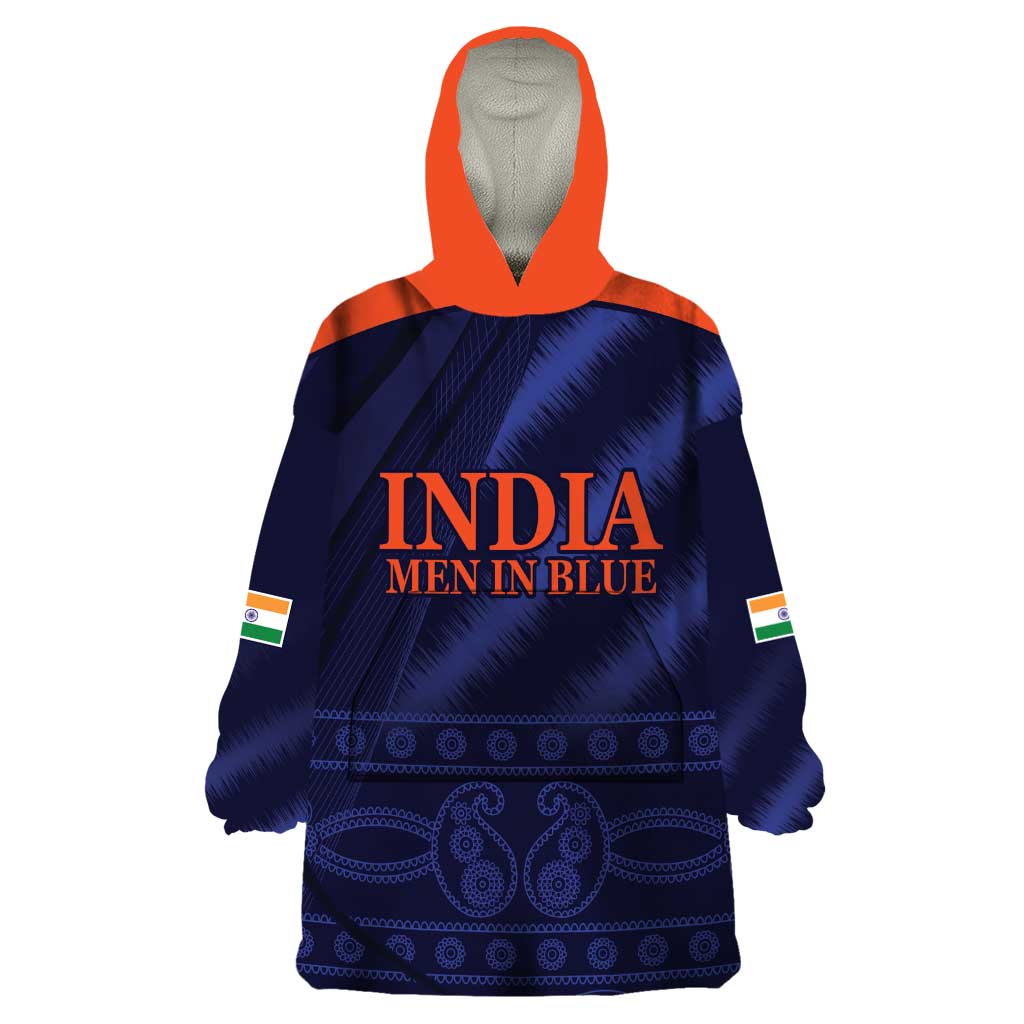 Custom India Cricket Wearable Blanket Hoodie Go Men In Blue Sporty Version - Vibe Hoodie Shop