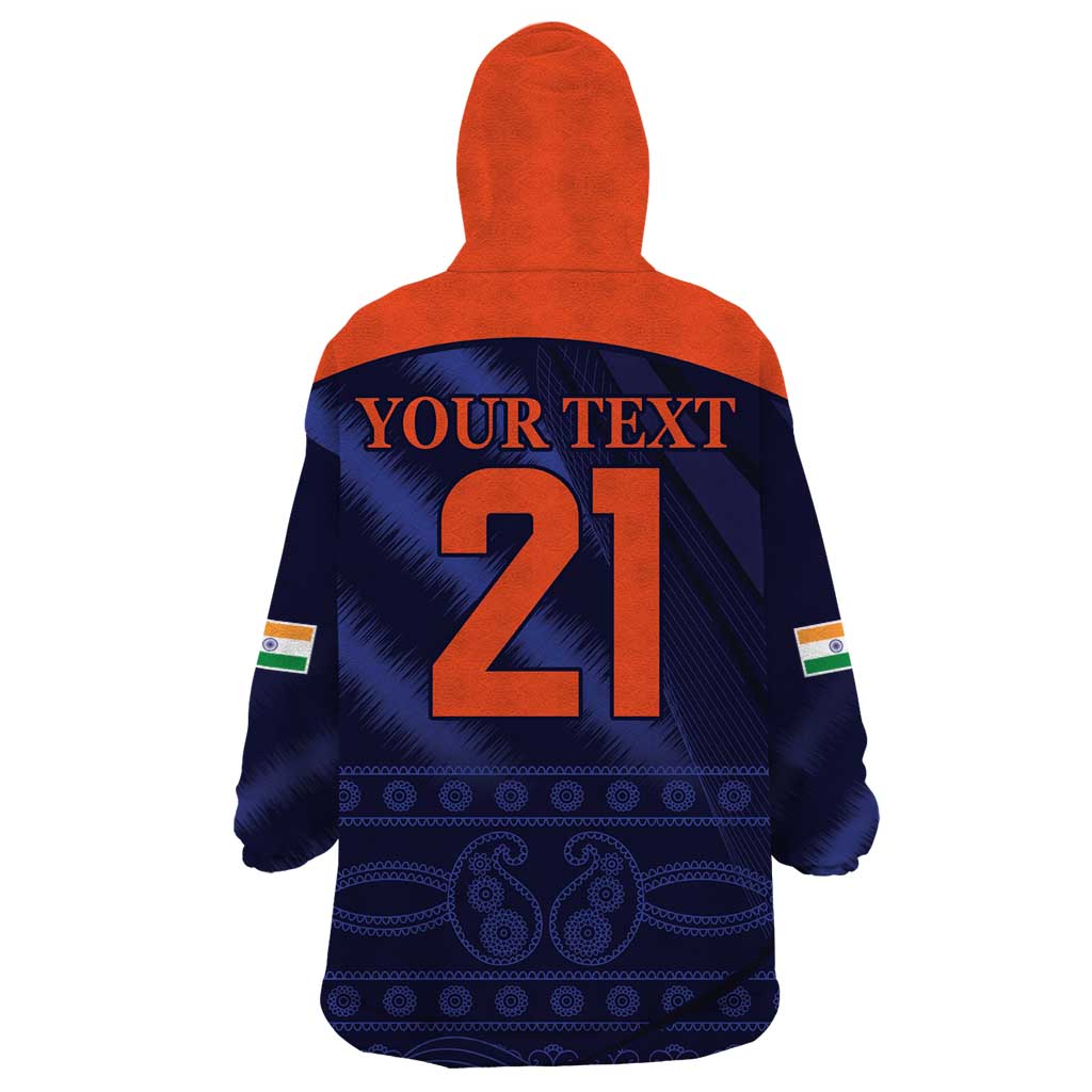 Custom India Cricket Wearable Blanket Hoodie Go Men In Blue Sporty Version - Vibe Hoodie Shop